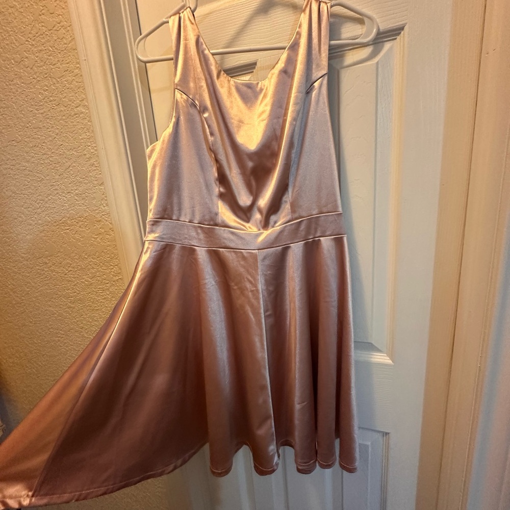 Blush Pink Bow Satin Dress